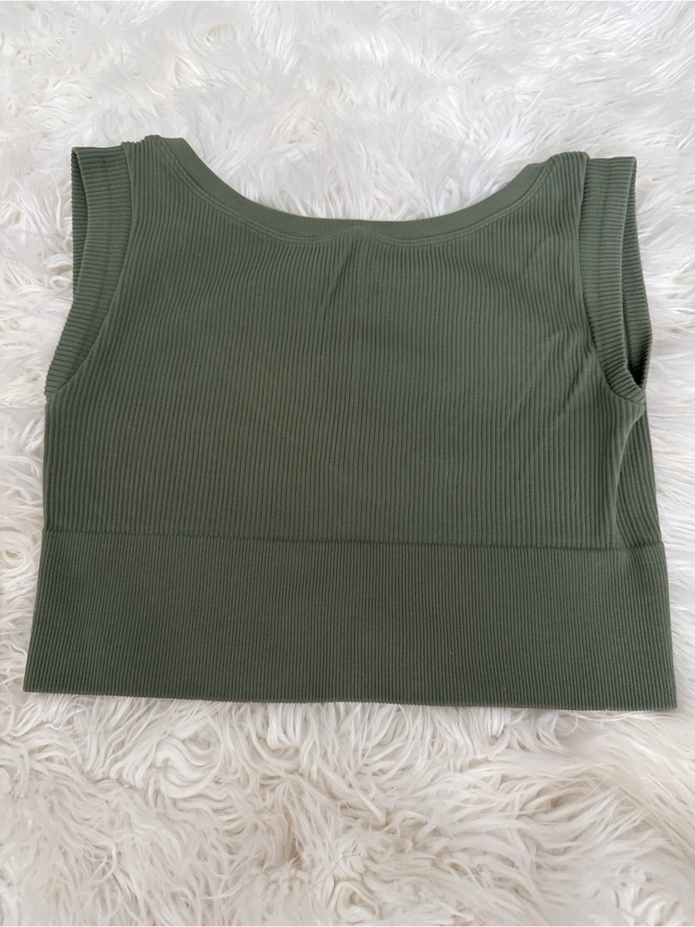 aerie Olive Ribbed Scoop Neck Crop Tank